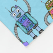 Kleurrijke robots tegen blauwe achtergrond fleece deken (Hoek)