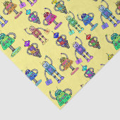 Kleurrijke robots tegen gele achtergrond tissuepapier (Detail)