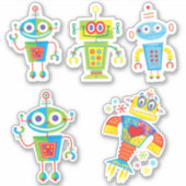 Kleurrijke Robots Vinyl Sticker (Voorkant)
