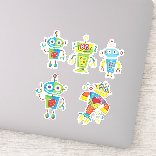 Kleurrijke Robots Vinyl Sticker (Detail)