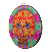 Kleurrijke Robotschedel Schilderij Dartbord (Voorkant Rechts)