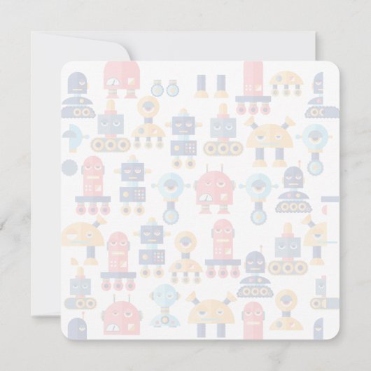 Kleurrijke robotthema verjaardagsfeestje uitnodigi kaart (Achterkant)