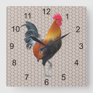 Kleurrijke robuuste wandvergrendeling van Rooster- Vierkante Klok