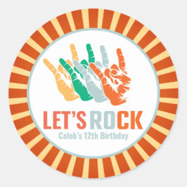 Kleurrijke Rock and Roll Rockstar Verjaardag Ronde Sticker