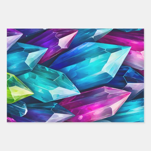 Kleurrijke Rock Crystal Art Wrapping Paper Sheets (Voorkant 3)