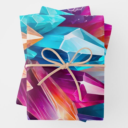 Kleurrijke Rock Crystal Art Wrapping Paper Sheets