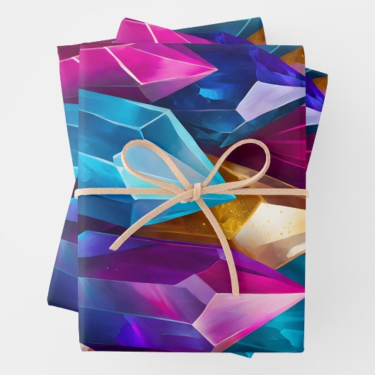Kleurrijke Rock Crystal Art Wrapping Paper Sheets