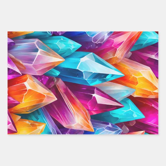 Kleurrijke Rock Crystal Art Wrapping Paper Sheets (Voorkant 3)