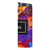 Kleurrijke Rock Dunne Sectie met Naam en Monogram Thermosbeker (Geroteerd rechts)