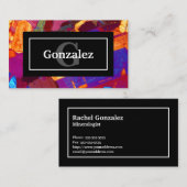 Kleurrijke Rock Dunne Sectie met Naam en Monogram Visitekaartje (Voorkant / Achterkant)