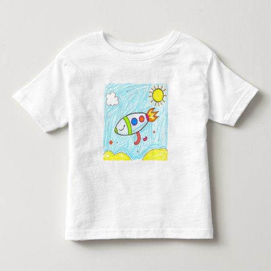 Kleurrijke Rocket Doodle Fun Space Art Kinder Shirts (Voorkant)