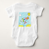 Kleurrijke Rocket Doodle Fun Space Art Romper (Achterkant)