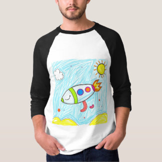Kleurrijke Rocket Doodle Fun Space Art T-shirt