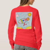 Kleurrijke Rocket Doodle Fun Space Art T-shirt (Achterkant)