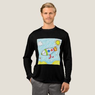 Kleurrijke Rocket Doodle Fun Space Art Tri-Blend Shirt