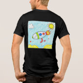 Kleurrijke Rocket Doodle Fun Space Art Tri-Blend Shirt (Achterkant)