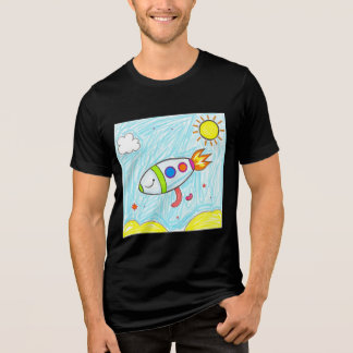 Kleurrijke Rocket Doodle Fun Space Art Tri-Blend Shirt
