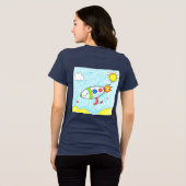 Kleurrijke Rocket Doodle Fun Space Art Tri-Blend Shirt (Achterkant volledig)