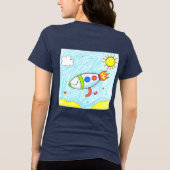Kleurrijke Rocket Doodle Fun Space Art Tri-Blend Shirt (Achterkant)