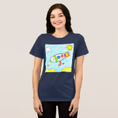 Kleurrijke Rocket Doodle Fun Space Art Tri-Blend Shirt (Voorkant volledig)