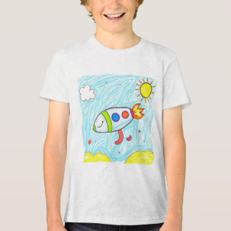 Kleurrijke Rocket Doodle Fun Space Art Tri-Blend Shirt