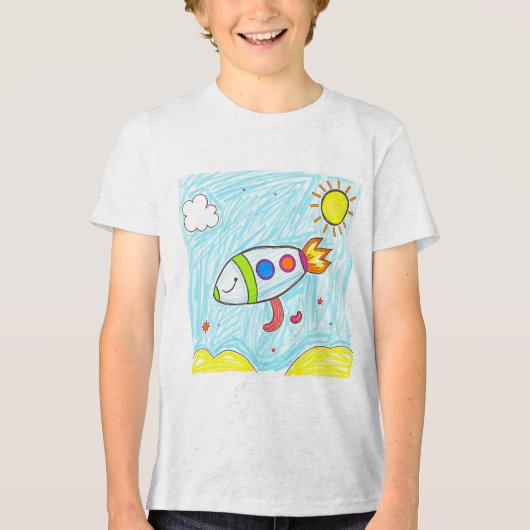 Kleurrijke Rocket Doodle Fun Space Art Tri-Blend Shirt (Voorkant)