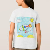 Kleurrijke Rocket Doodle Fun Space Art Tri-Blend Shirt (Achterkant)