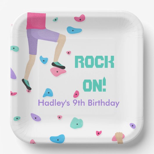 Kleurrijke rockklimmer papieren bordje (Voorkant)