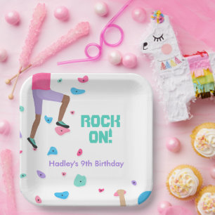 Kleurrijke rockklimmer papieren bordje