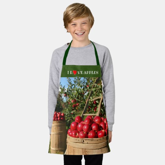 Kleurrijke rode appelboomgaard schort (Gedragen)