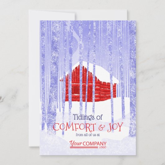 Kleurrijke Rode Blauwe Bedrijf Kerst Rustieke Cabi Kaart (Voorkant)