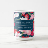 Kleurrijke Rode Blauwe Bloemen Bedrijfsnaam Koffiemok (Center)