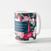 Kleurrijke Rode Blauwe Bloemen Bedrijfsnaam Koffiemok (Voorkant rechts)