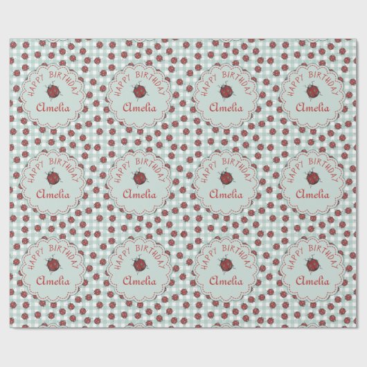 Kleurrijke Rode & Blauwe Lieveheersbeestjes Kinder Cadeaupapier (Vlak)