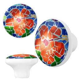 Kleurrijke rode bloem keramische knop