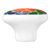 Kleurrijke rode bloem keramische knop (Zijkant)