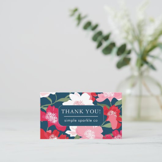 Kleurrijke Rode Bloemen Bedrijf Dank u QR Code Visitekaartje (Staand voorkant)