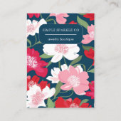 Kleurrijke Rode Bloemen Patroon Oorbel Display Kaa Visitekaartje (Voorkant)