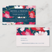 Kleurrijke rode bloemen verwijzen naar een vriend  aanbevelingskaartje (Voorkant / Achterkant)