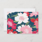 Kleurrijke rode bloemige bruiloft gast detail blau (Achterkant)