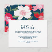 Kleurrijke rode bloemige bruiloft gast detail blau (Voorkant / Achterkant)