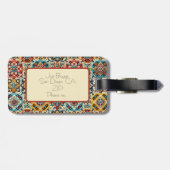 Kleurrijke Rode Blues en Mexicaanse Tegels Geperso Bagagelabel (Achterkant horizontaal)