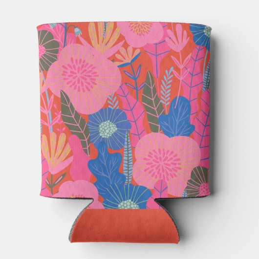 Kleurrijke Rode Boho Bloemige Aangepaste Bruidsdou Blikjeskoeler (Achterkant)