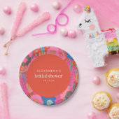 Kleurrijke Rode Boho Bloemige Aangepaste Bruidsmei Papieren Bordje (Feest)