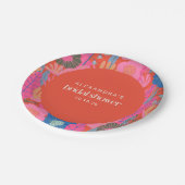 Kleurrijke Rode Boho Bloemige Aangepaste Bruidsmei Papieren Bordje (Gekanteld)