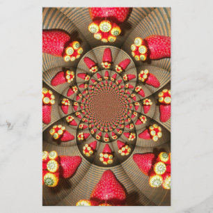 Kleurrijke Rode Delight: Aardbei Kaleidoscoop Kuns Briefpapier