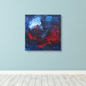 Kleurrijke rode en blauwe abstracte wervelend canv canvas afdruk (Insitu (Houten vloer))