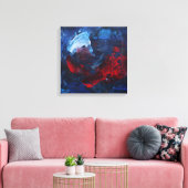 Kleurrijke rode en blauwe abstracte wervelend canv canvas afdruk (Insitu (Woonkamer))