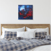 Kleurrijke rode en blauwe abstracte wervelend canv canvas afdruk (Insitu (Slaapkamer))