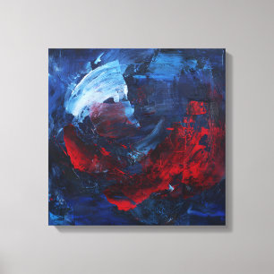 Kleurrijke rode en blauwe abstracte wervelend canv canvas afdruk